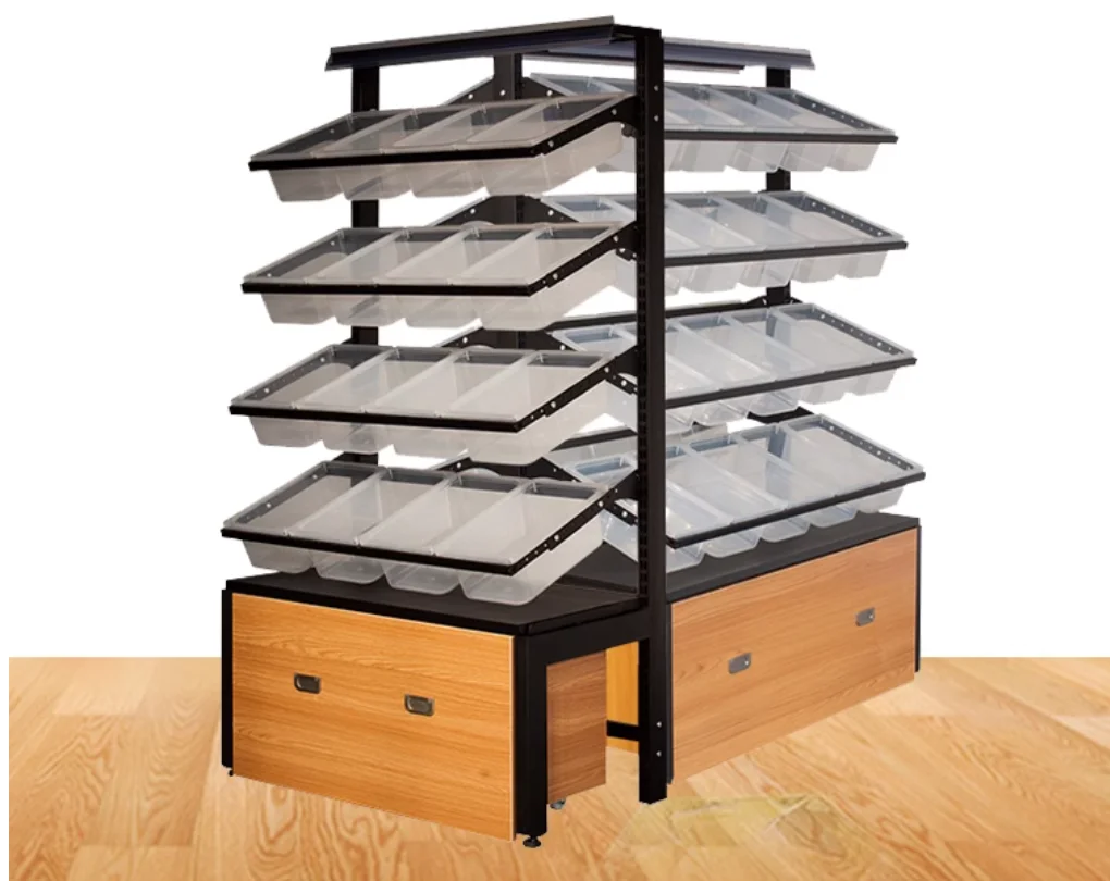 Snack shelves scattered snack food kiosk convenience store display rack