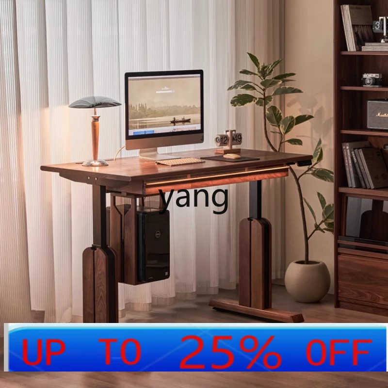 

Стол LHH с электроприводом из массива черного ореха, регулируемый по высоте, для дома, рабочий стол, компьютерный стол