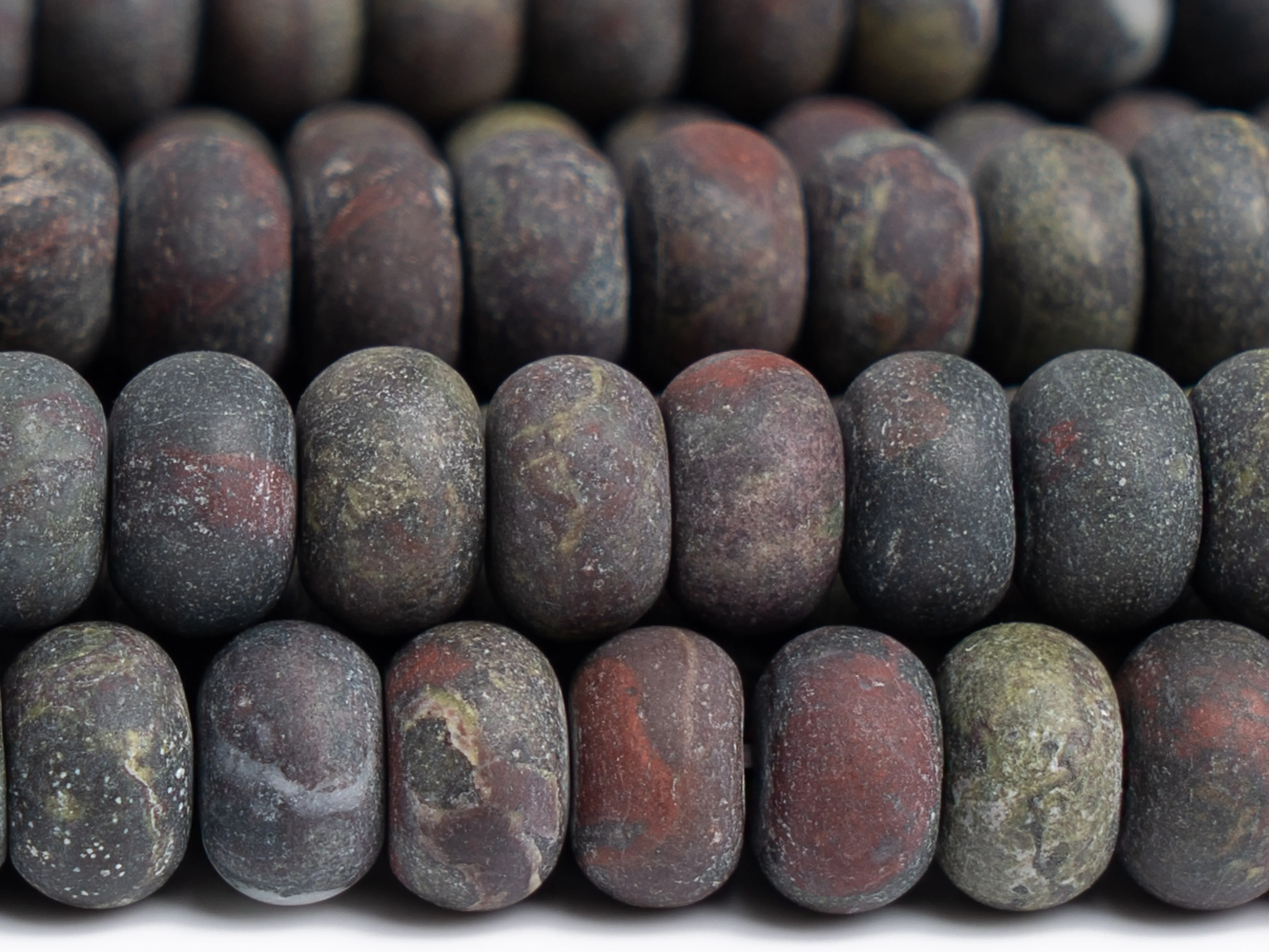 

Matte Dragon Blood Jasper Beads AAA Genuine Natural Gemstone Rondelle Size Options 6/8/10mm for Jewelry Making