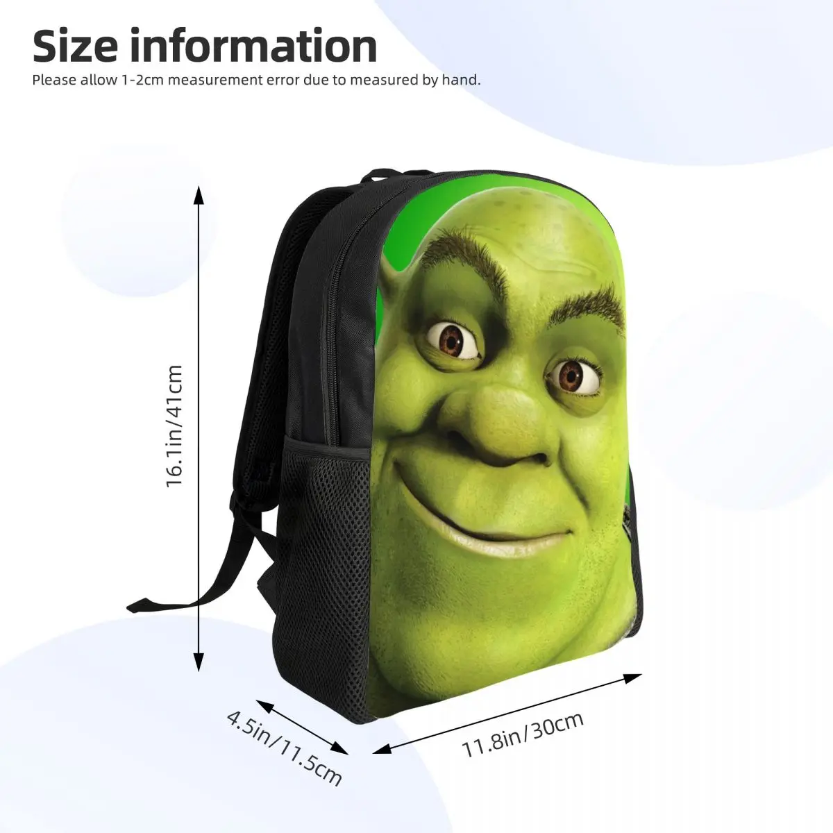 Custom 3D Printing Shreks Head Backpack for Boys Girls School College Travel Bags Men Women Bookbag Fits 15 Inch Laptop