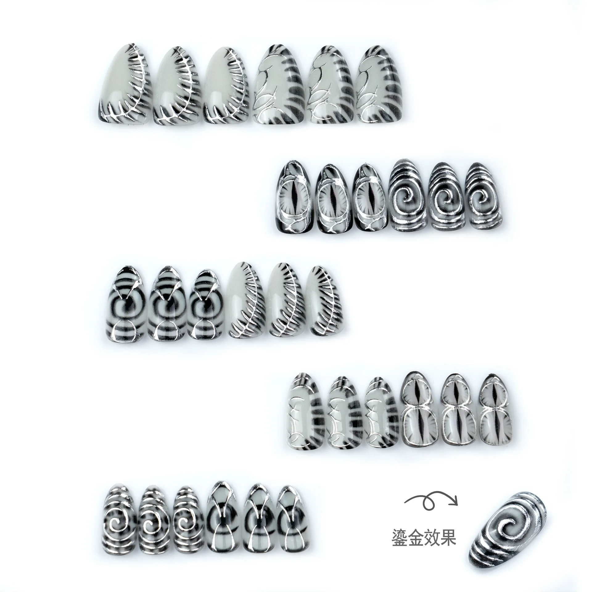 30 szt. Gotyckie Srebrne Pazno – Nail Art Fake recenzja i cena