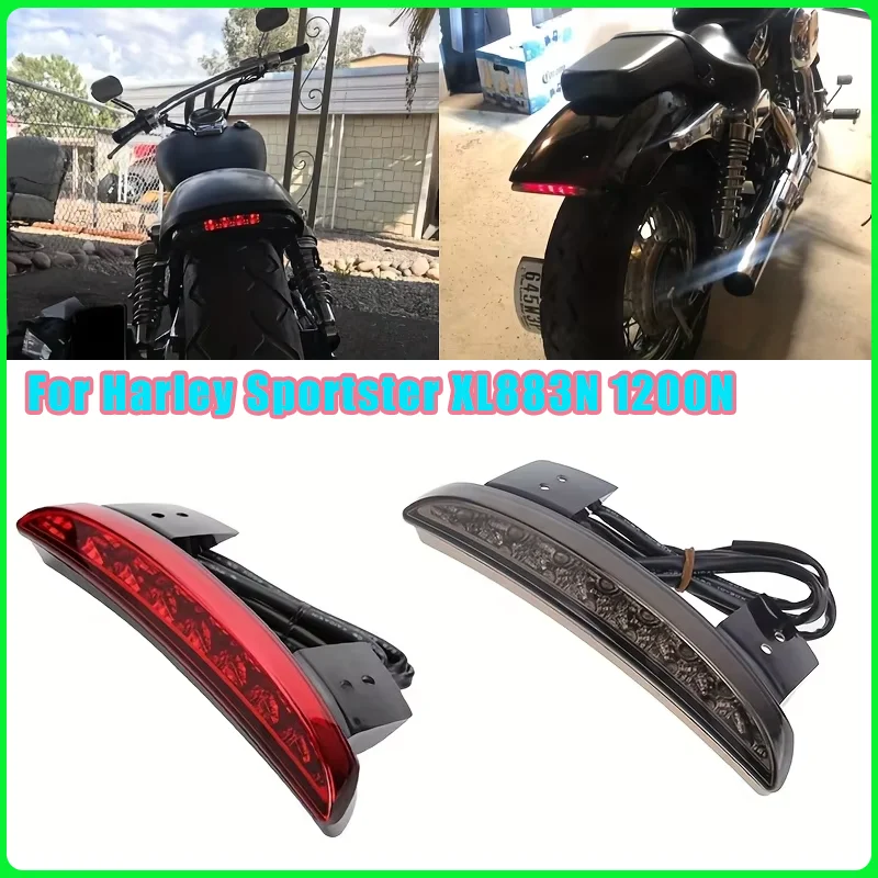 

For Harley Sportster XL883N 1200N XL1200V XL1200X Motorcycle Chopped LED Light Rear Mudguard Tail Light Signal Lamp Parts