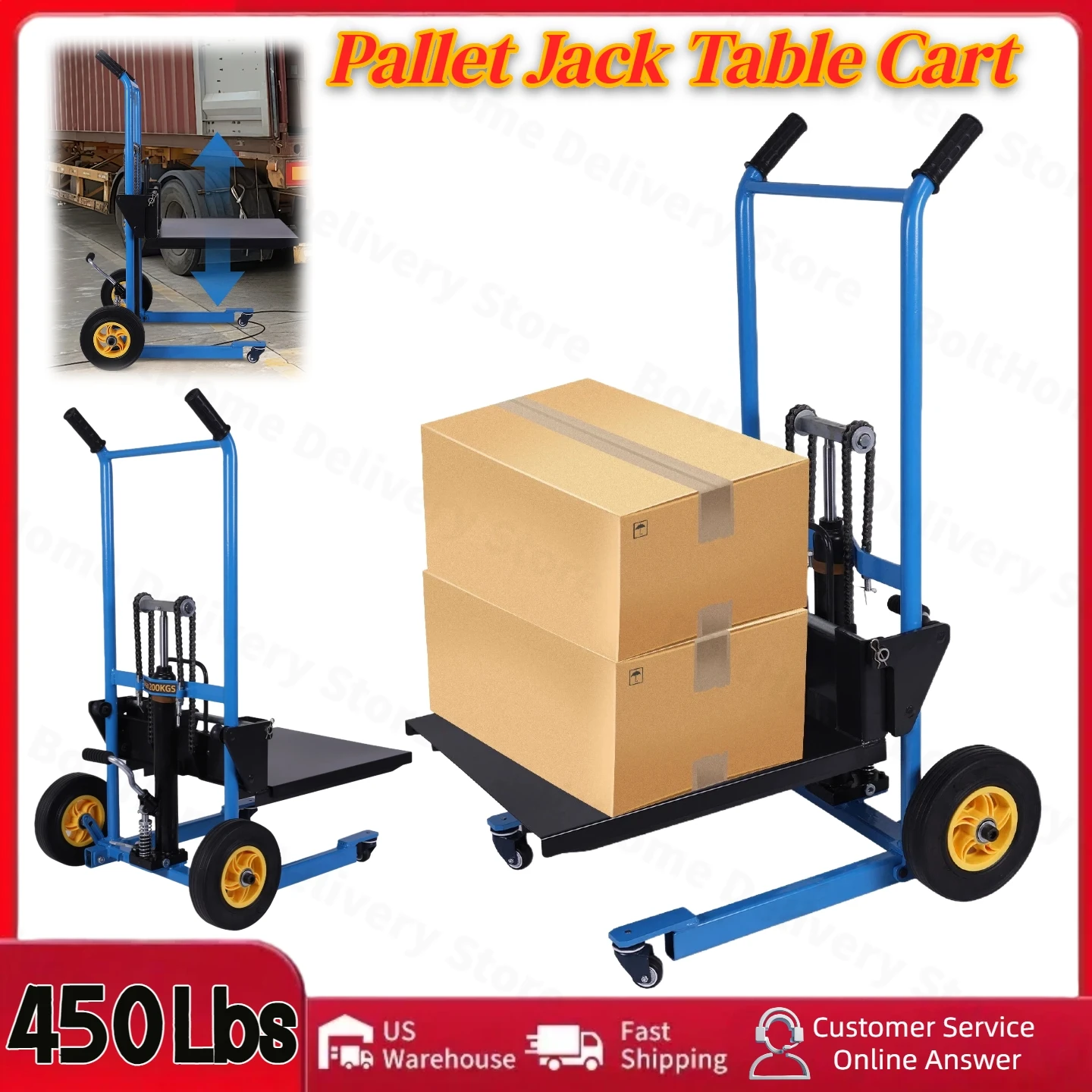 

Портативный ручной штабелер, 450 фунтов, регулируемые вилки, ручной вилочный погрузчик, штабелер материала для гаражных склад и фабрик