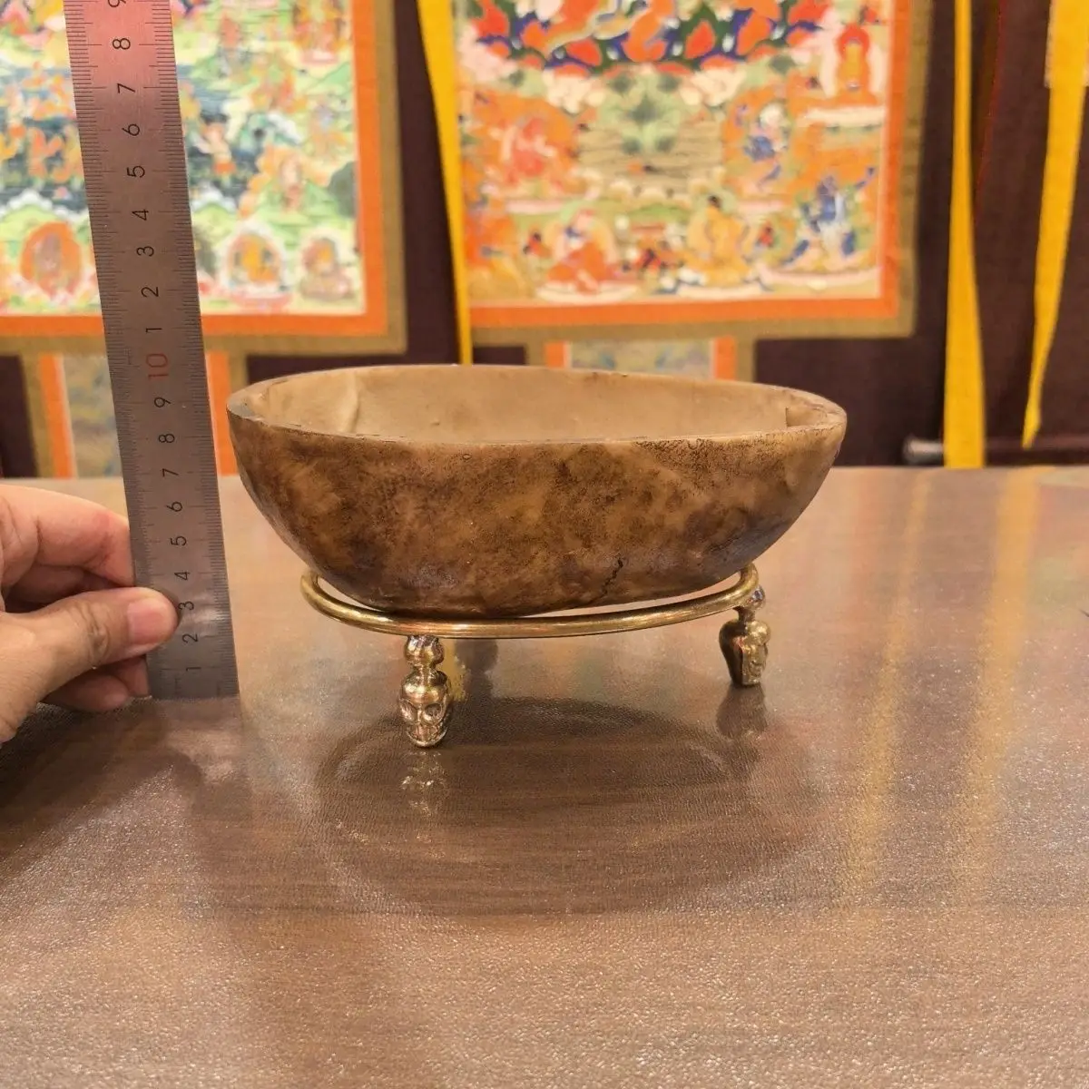 Tibetan Buddhism Kapala Cup Handmade Resin Bowl Tantra Worship Ornament Temple Collectible Home Decoration Accessories