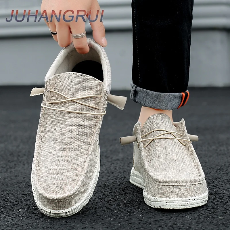 メンズカジュアルウォーキングシューズ通気性軽量キャンバスシューズローファーメンズアウトドアノンスリップソフトソールスニーカー耐摩耗性