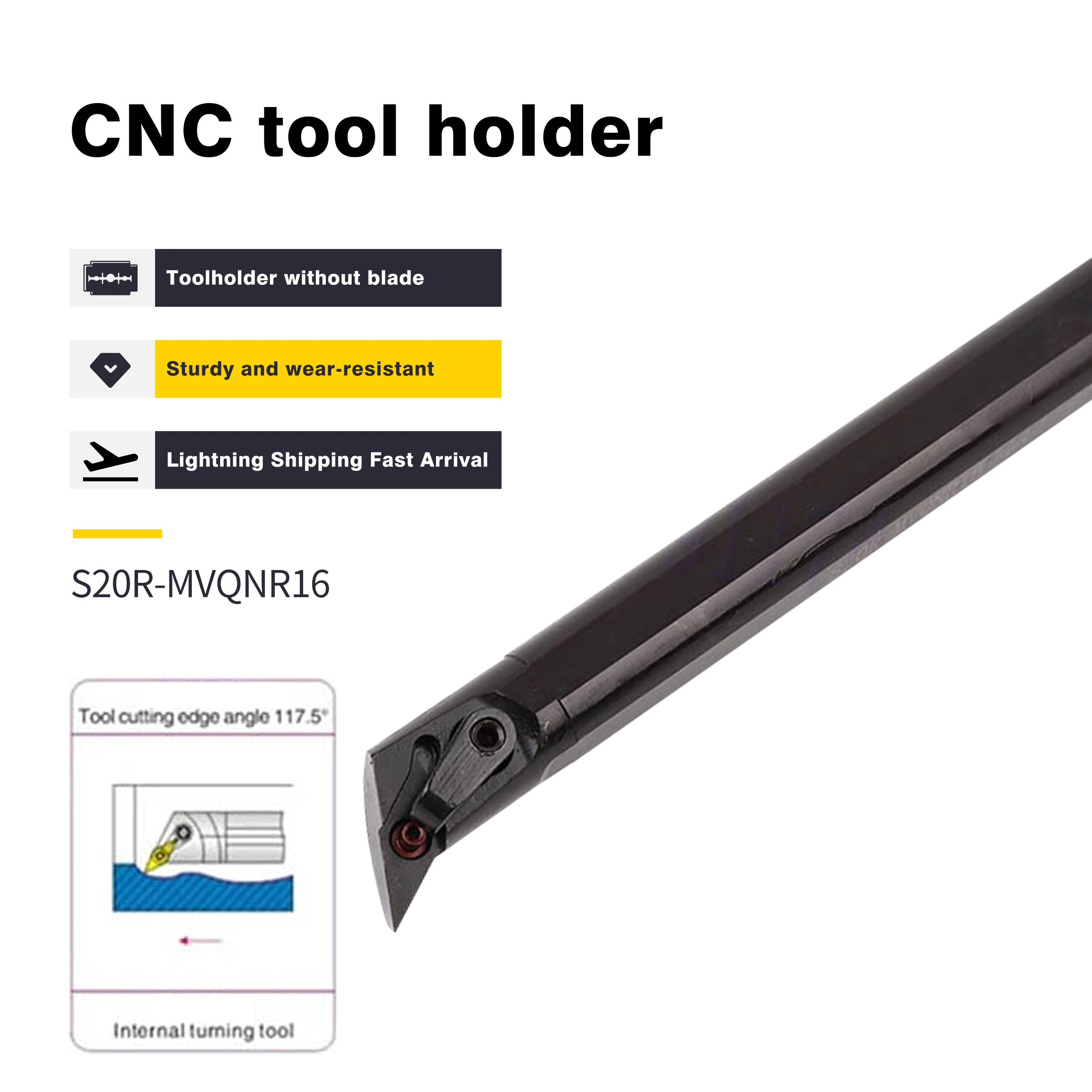 1pc S20R-MVQNR16 S20R-MVQNL16 CNC Lathe Boring Bar S25S-MVQNR16 S25S-MVQNL16 Internal Turning Tool Holder,For VNMG Carbide Blade