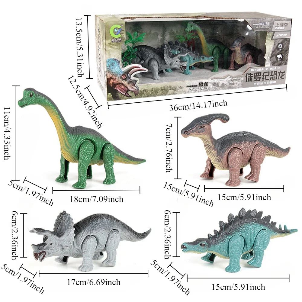 Wind up Walking Dinosaur Toys Set, Prehistoric Educational Action Figures, Kids Interactive Birthday Christmas Gift