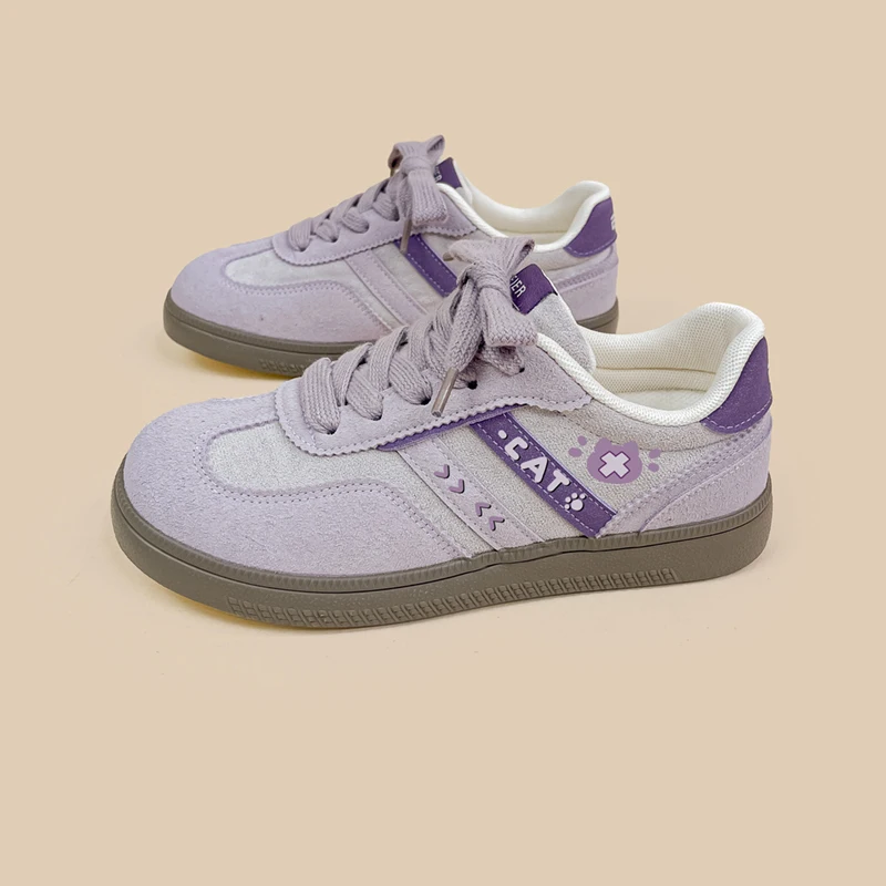 Amy and Michael Lovely Purple Flat Casual Sneakers for Girls Students Sports Shoes Tennis Female Women Skateboard Shoes Low Tops