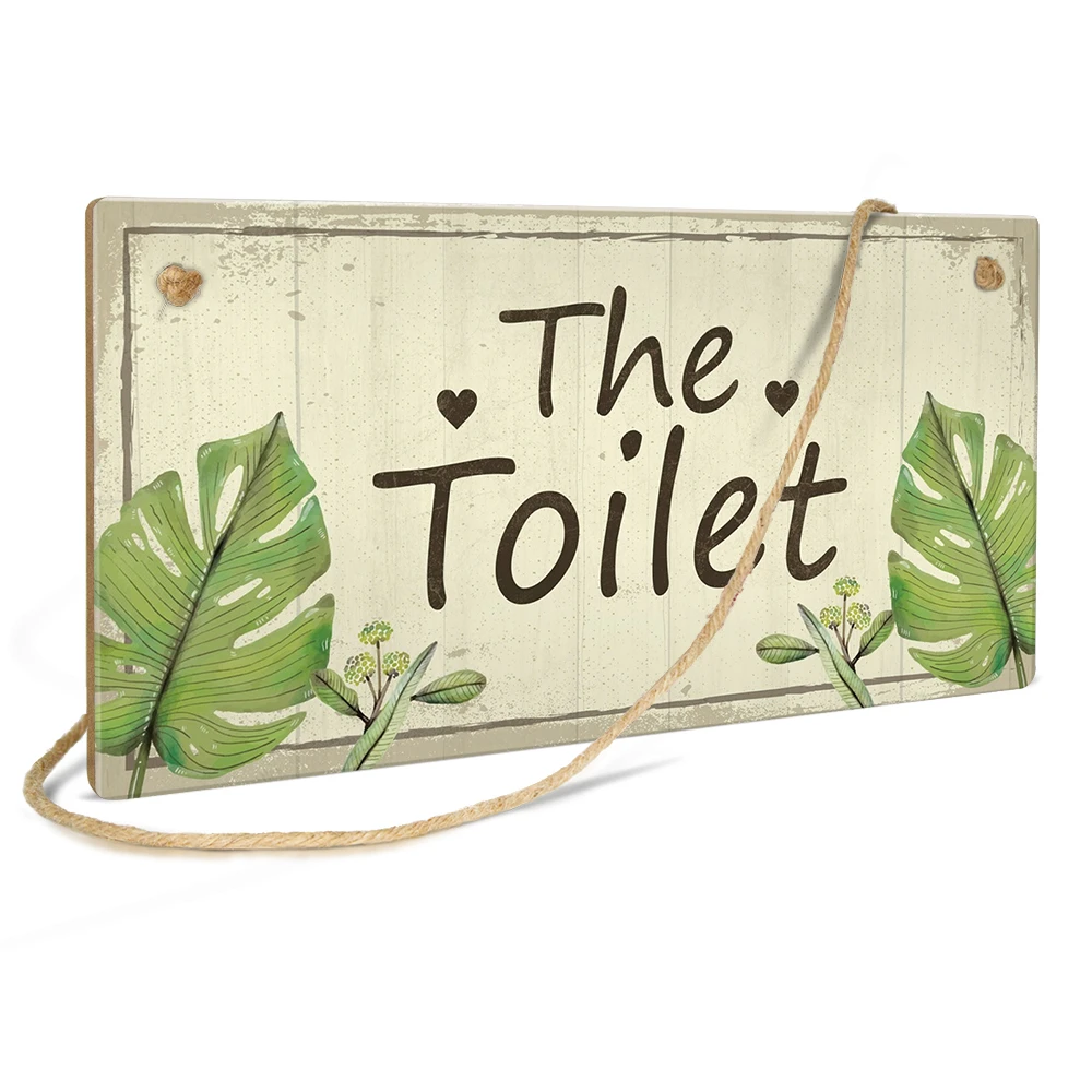 Putuo Decor 1Pc Wooden Wall Hanging Sign Decor, The Toilet, Wall Art Decor For Home Toilet Bathroom Washroom, Gift-image