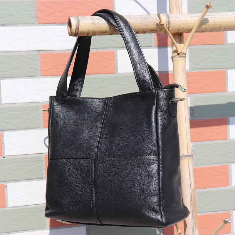 Women Genuine Leather Handbags Casual Tote Bag Designer Ladies Shoulder Corssbody Bags Sac A Main Solid Cowhide Lady Hand Bag