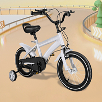 Children’s 14-Inch Bike with Training Wheels, Carbon Steel Frame, Dual Brakes, Non-Slip Handlebar, White