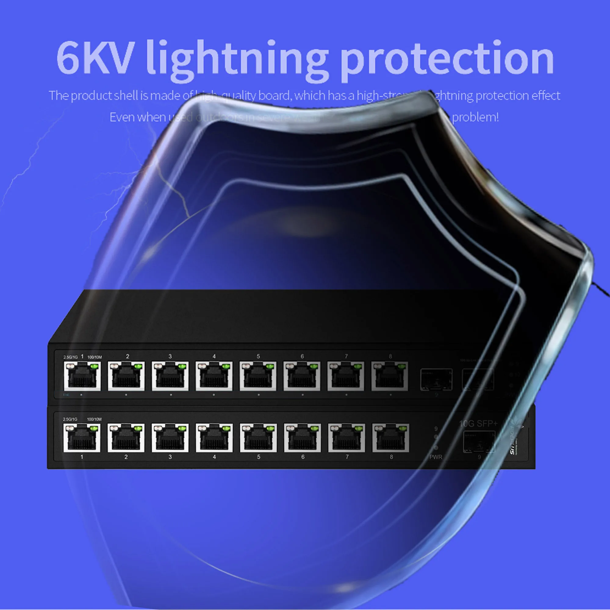 Switch Ethernet POEPLUS 2.5G |   Tamanho MINI |   Switch POE 2,5G de 4/5/8 portas ou NoN com uplink 10G SFP