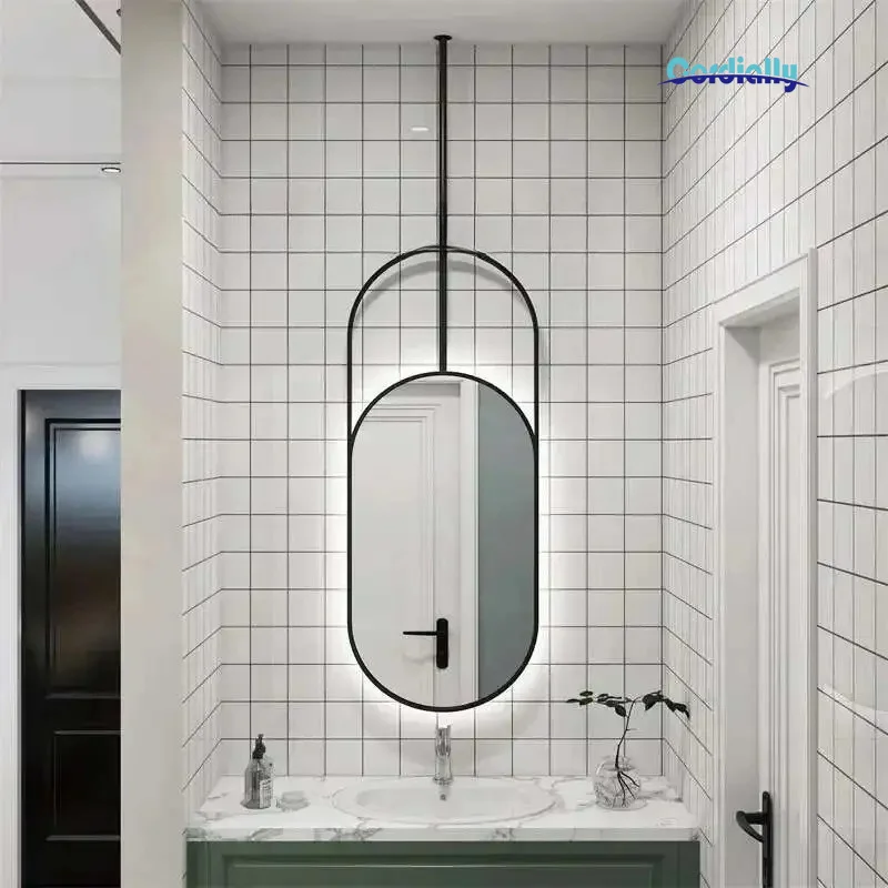 Oval Light Led Mirror Bathroom Wall Metal Frame Hairdressing Mirror Design Aesthetic Dekoracyjne Lustra Living Room Decoration
