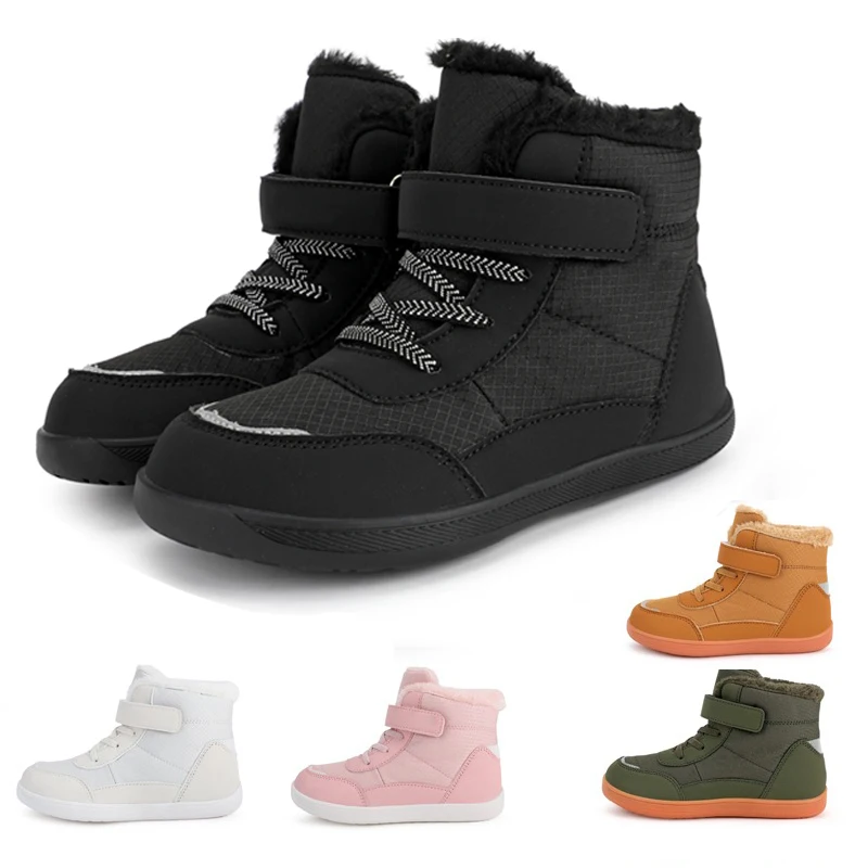 

Children's Wide Toe Barefoot Snow Boots Plush Waterproof Fabric Non-Slip Boys Girls Sports Shoes Winter Kids Warm Outdoor Boots