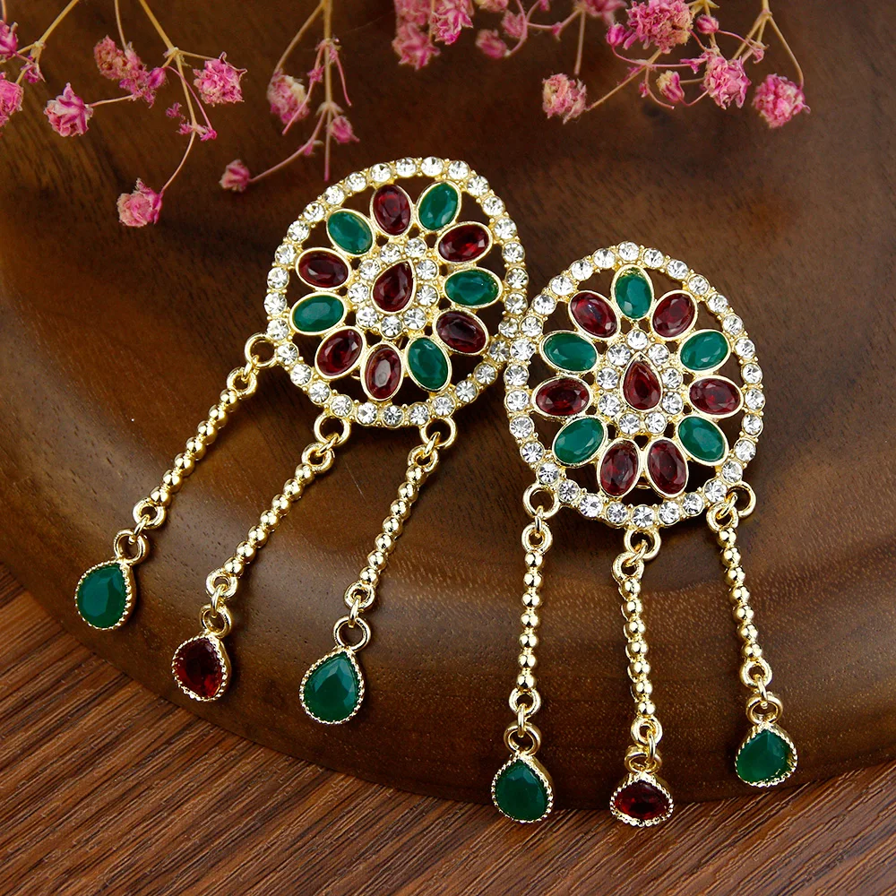 Neovisson Chic Shining Sun Flower Morocco Earring For Aristocratic Women Long Drop Earrings Wedding Jewelry Bride Gift