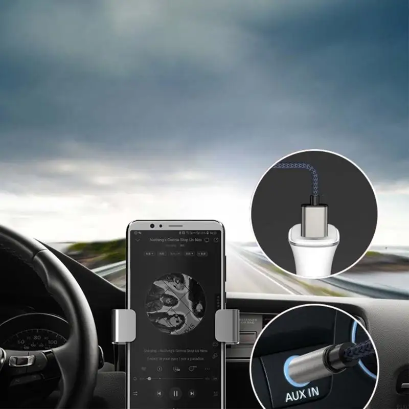 918C 2 in 1 snoer Type-C naar USB A 3,5 mm stereo autoheadset Aux-kabel voor telefoontablet