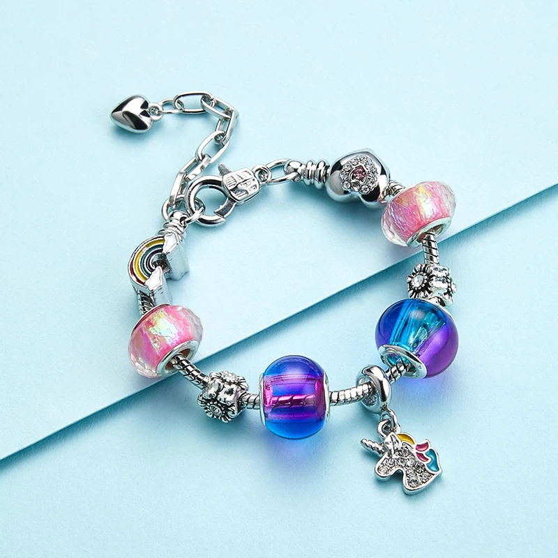 Aliexpress sells parent-child adjustable unicorn bracelet handmade diy wholesale beaded gift hand jewelry