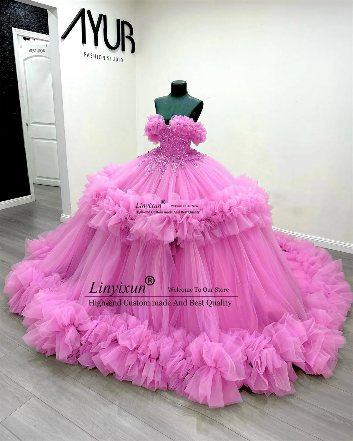Vestido de baile mexicano quinceanera vestidos frisados lantejoulas doce 16 vestido personalizado aniversário babados em camadas vestido de 15 xv anos