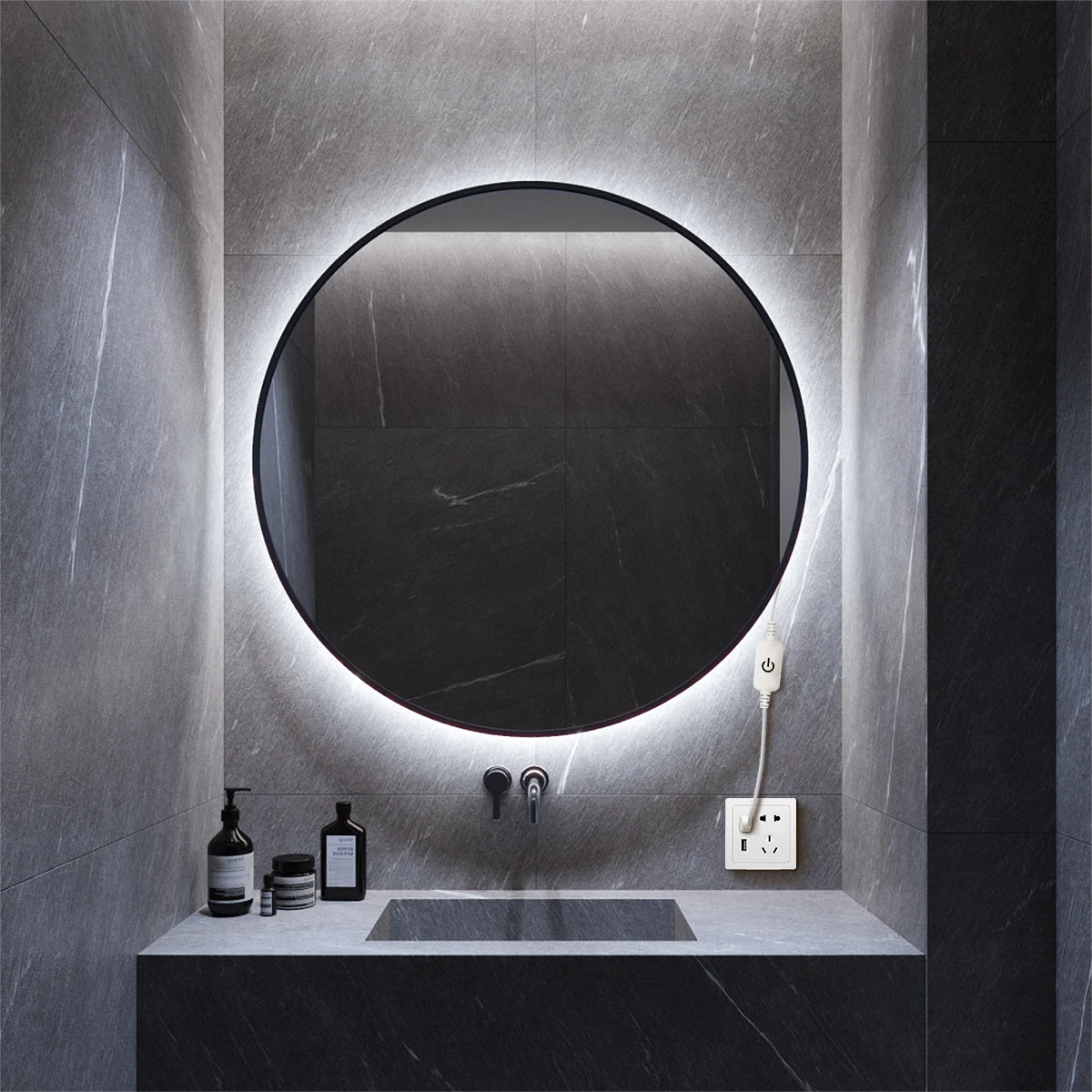 Touch Sensor Dimmable Mirror Light Switch Control Bathroom Dressing Table Backlight Lighting Accessory USB DC5V LED Touch Dimmer