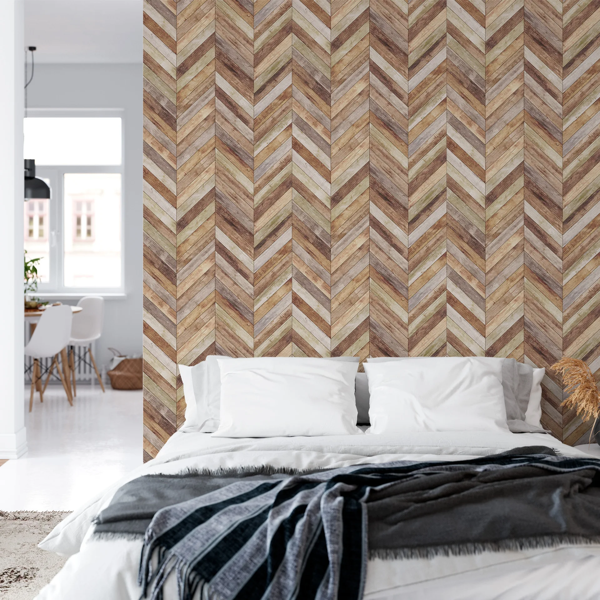 Dark Wood Wallpaper Herringbone Peel and Stick Rustic Wooden Contact Paper Removable Self Adhesive Wall Paper for Cabinets