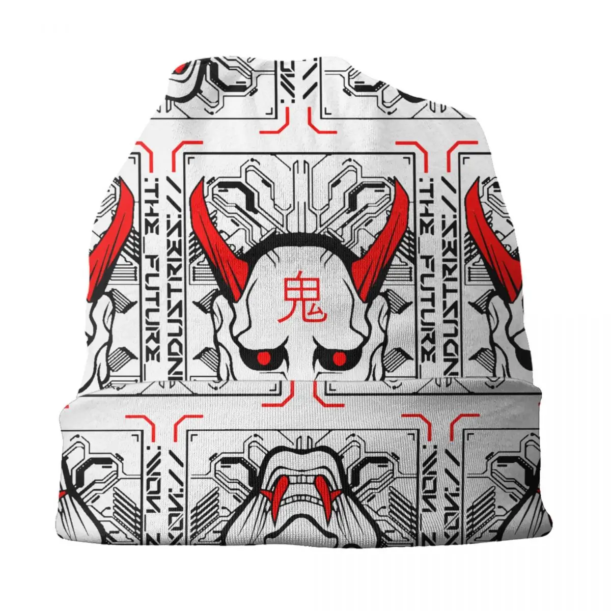 Custom The Future Japanese Oni Samurai Techwear Bonnet Hat Knit Hats Men Women Unisex Adult Warm Winter Skullies Beanies Caps