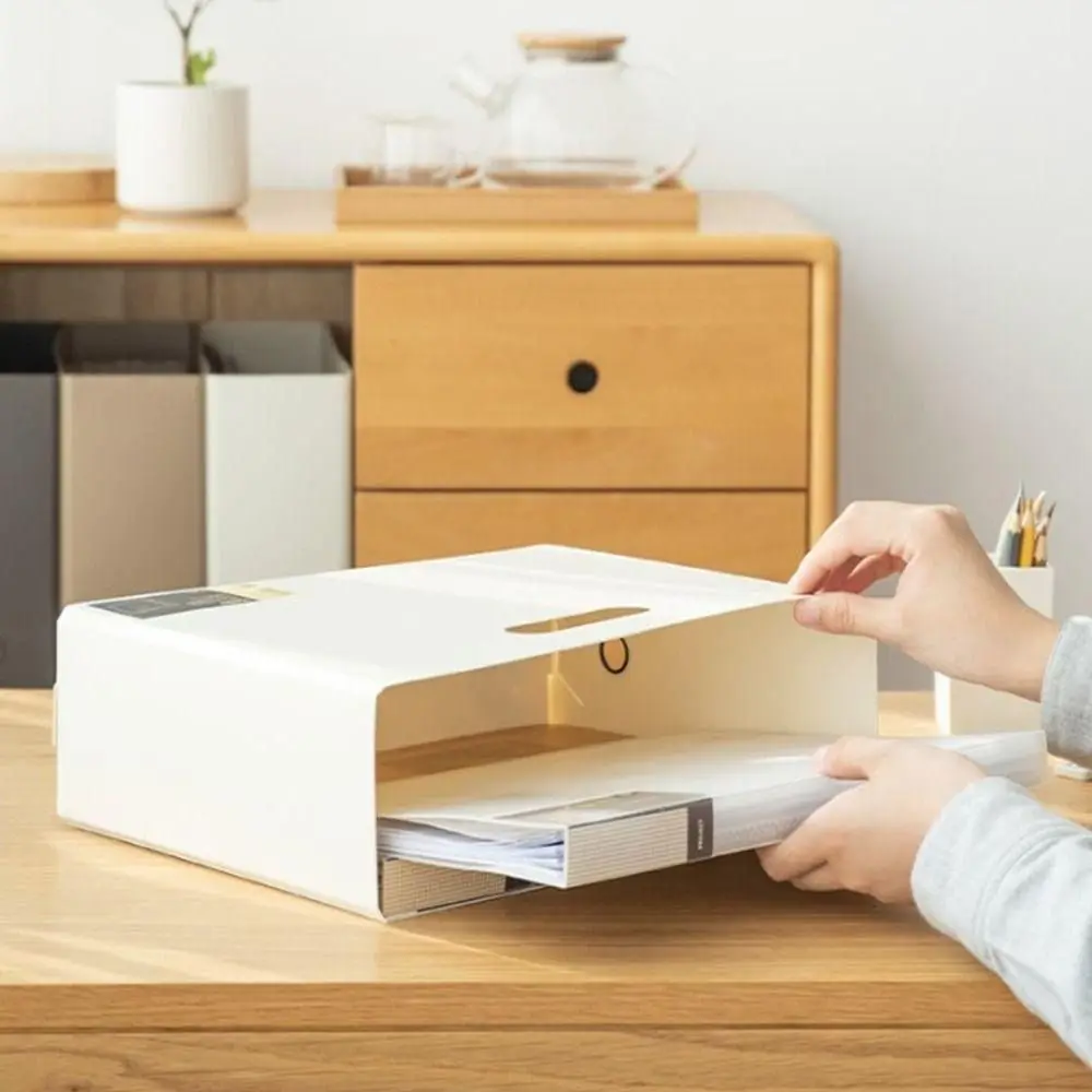 Nouvelle boîte de classement en plastique, grande capacité, pliable, boîte de rangement A4, fournitures de papeterie, boîte organisatrice de documents