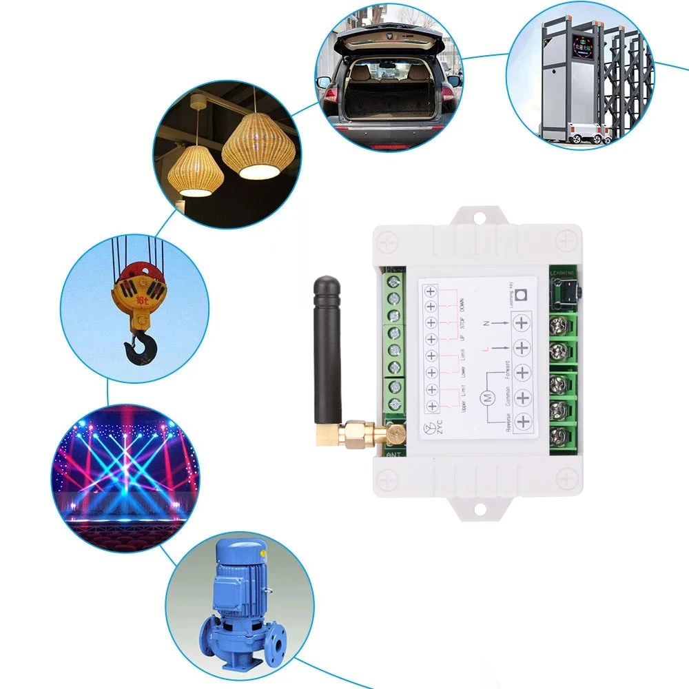 AK-DL02F AC 100-240 V bezprzewodowy przełącznik zdalnego sterowania 10A odbiornik przekaźnikowy metalowy nadajnik dla drzwi okiennych bramy drogowe