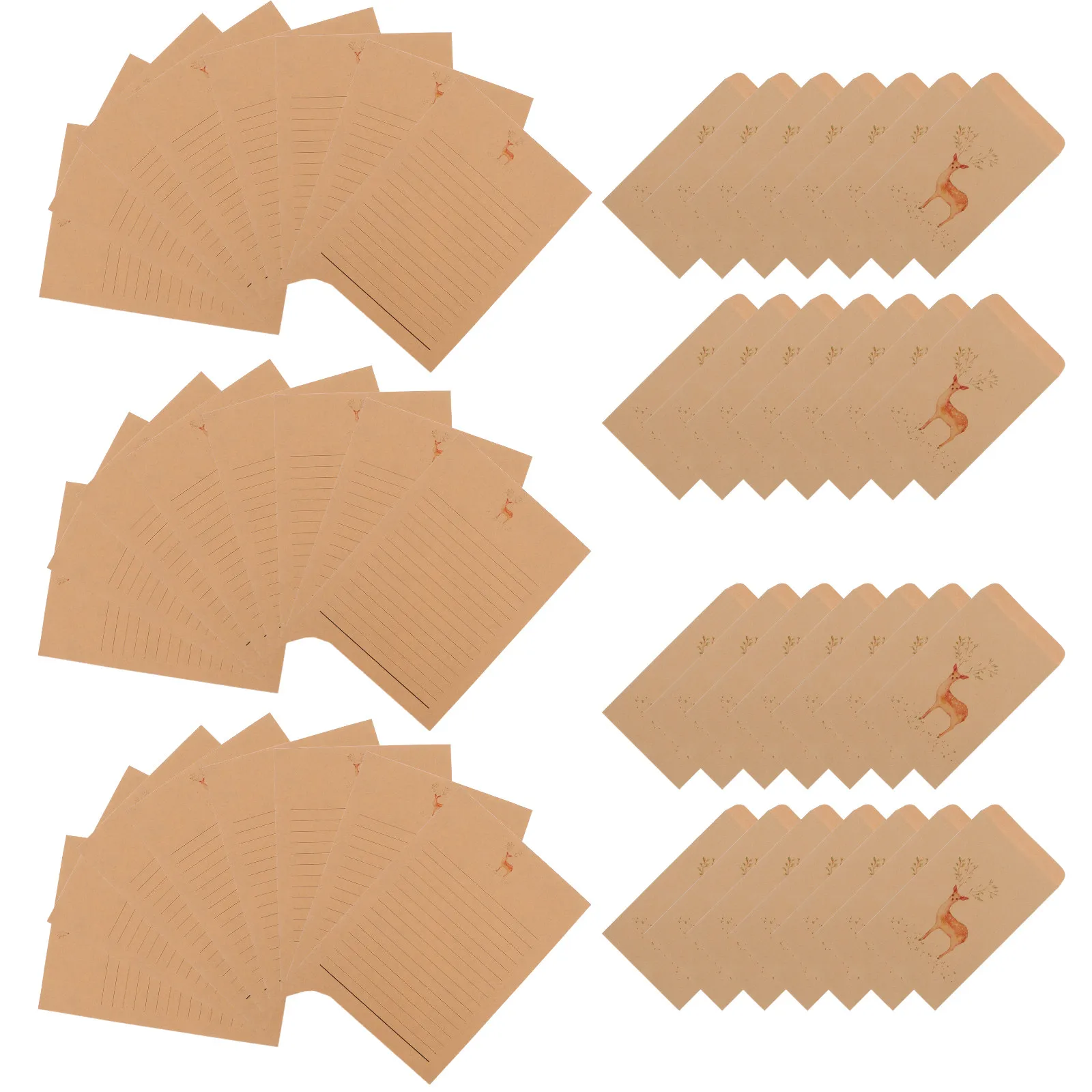 

30Pcs Vintage Kraft Paper Envelope Lined Stationery Set Deer Illustration Christmas Letter Writing Cards Invitation Holiday