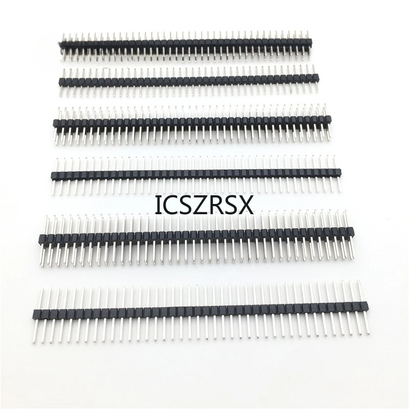 2.54mm Single Double dual Row Male 14/15/17mm PCB Pin Header Connector Pinheader 1*40p 2*40p Same length both sides For Arduino