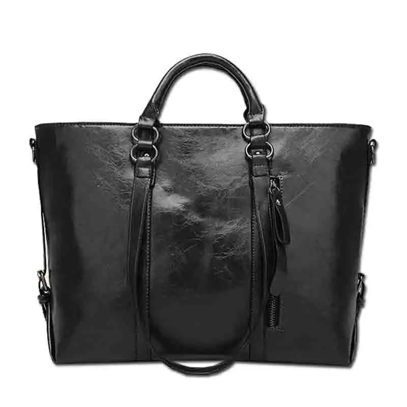 

Oil wax leather tote bag for women's commuting single shoulder diagonal cross bag