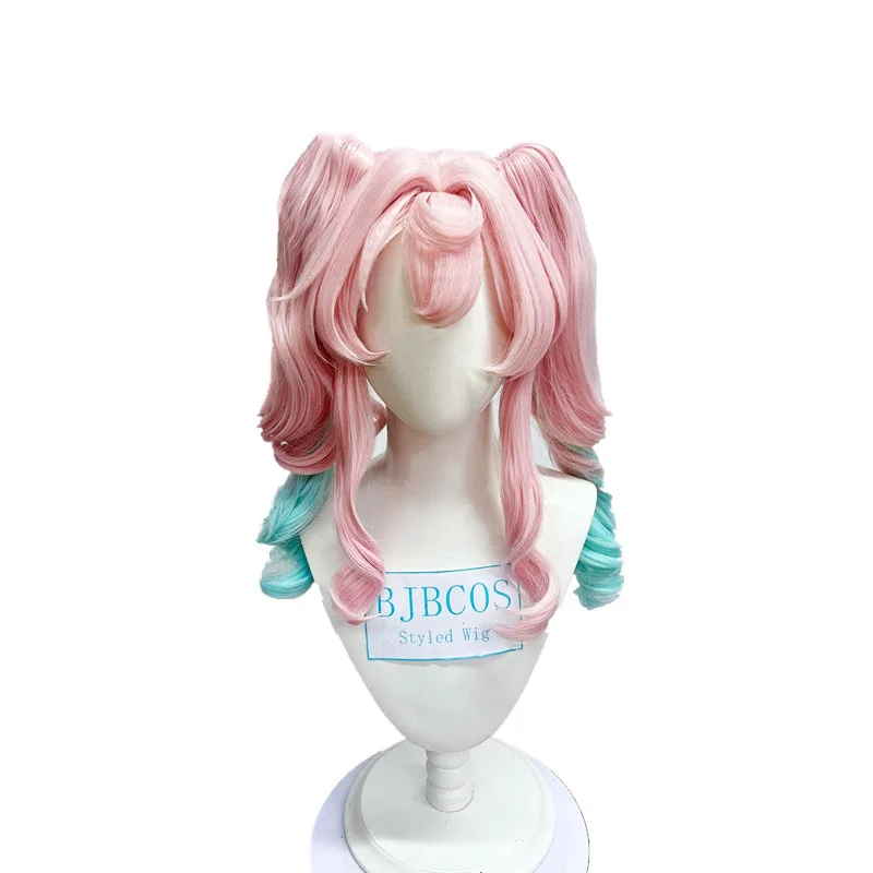 [مصموم] شعر مستعار Hyacinthia لعبة Honkai Star Rail Hyacinthia شعر مستعار تأثيري الوردي ذيل حصان الشعر حفلة الهالوين الكبار