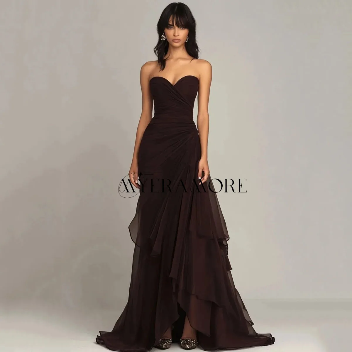 Elegante lieverd avondjurken zeemeermin gelaagde ruches plooi galajurken op maat gemaakte robes de soirée