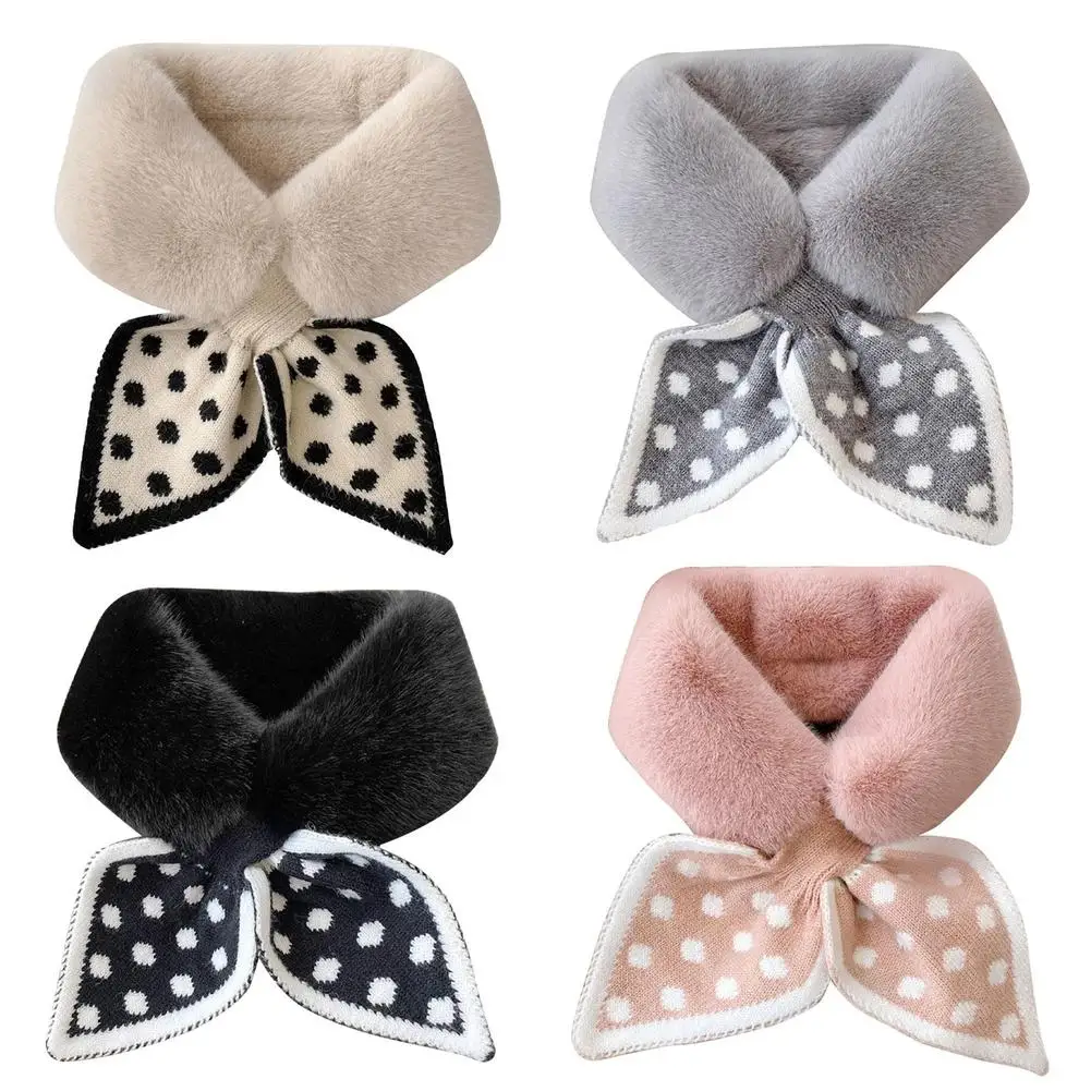 Splice Plush Scarf Faux Rabbit Fur Shawl Cross Scarf Collar Winter Collars And Scarves Neck Cover Women Luxury Neck Warmer Scarf