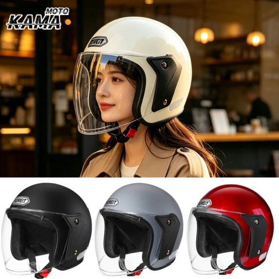 HOT Motorcycle Helmet Men Woman Electric Riding Lens Helmet Four Seasons Comfortable Ventilation Adjustable Safety Helmet