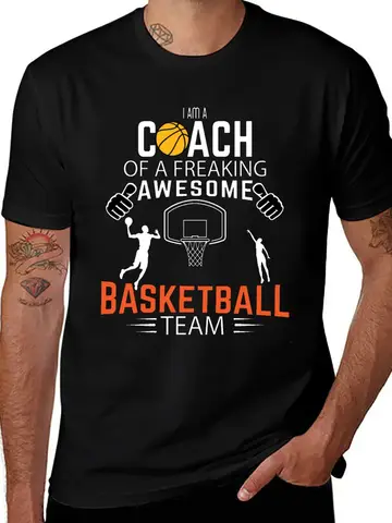 Camiseta con gráfico de entrenador de baloncesto para hombre, camisetas de algodón de manga corta, ropa divertida, camiseta Y2k, camisetas transpirables de verano