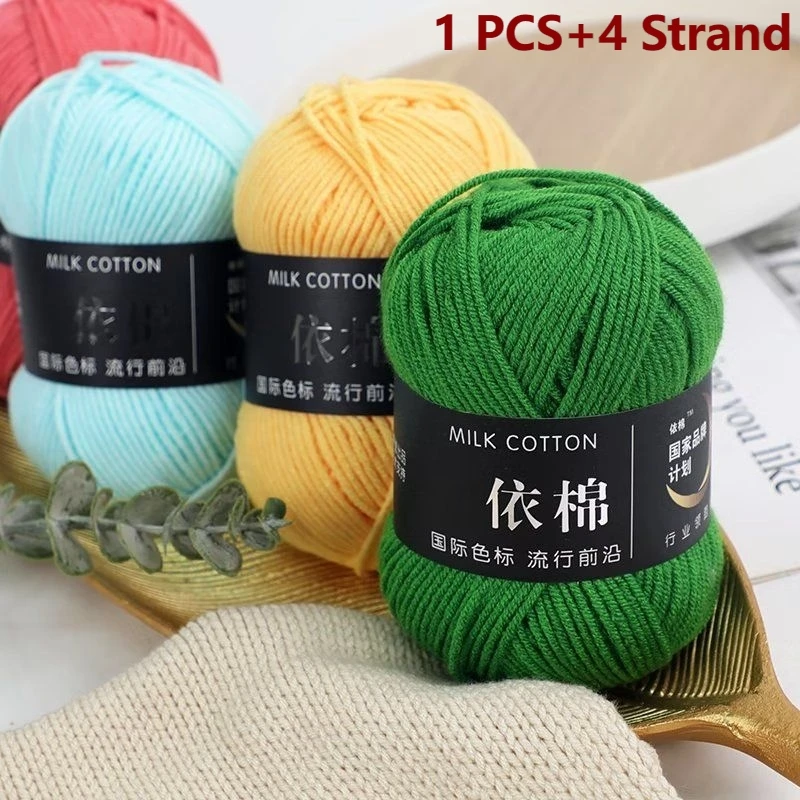 4ply Milk Cotton Yarn For Crochet Needlework Dyed Lanae For Craft DIY Sweater Hat Dolls Wholesale Sweet Soft Cotton Knit Yarn