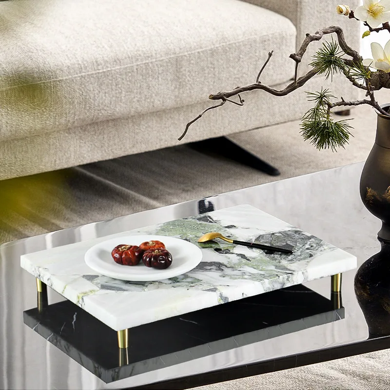 Furniture showroom modern living room coffee table dining room cold jade marble rectangular storage tray ornaments