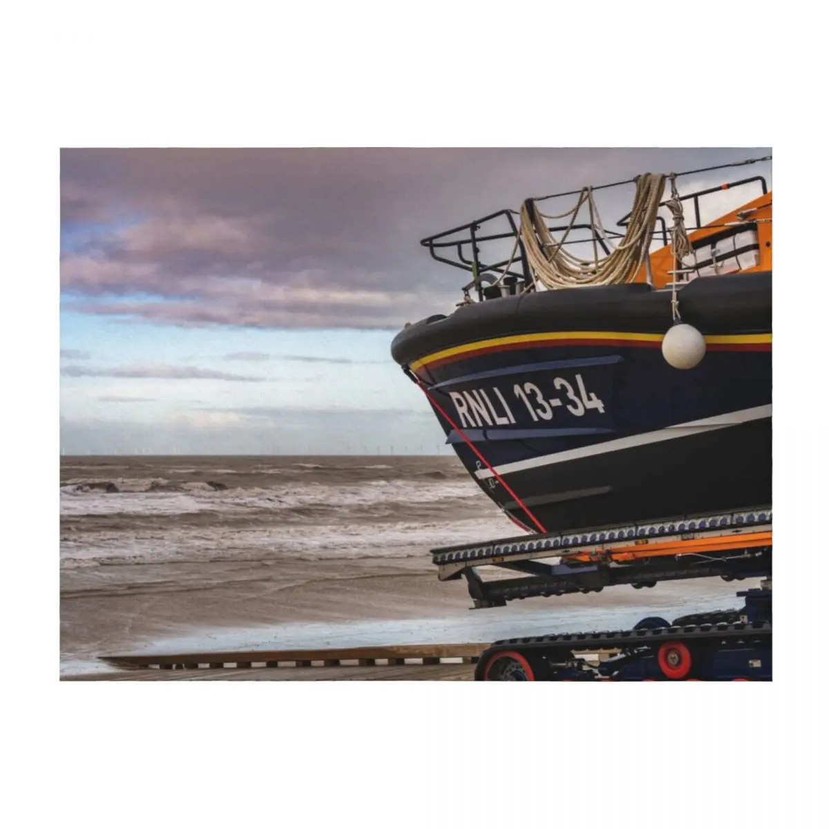 

Launching Of A Lifeboat Rhyl Throw Blanket Soft Big warm for winter Weighted Blankets