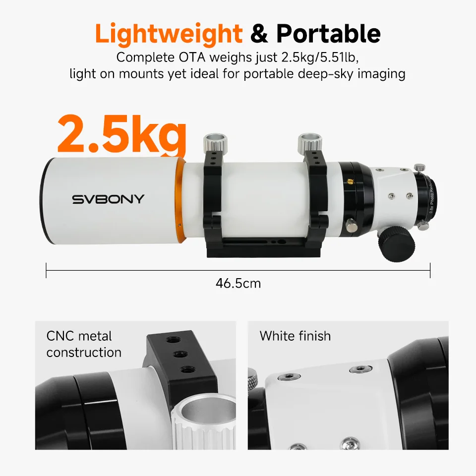 Svbony SV503 80ED Verbessertes F7-Teleskop-Refraktor mit integriertem Flat-Field-Objektiv für astronomische Teleskopfotografie im Weltraum. – Detail 15