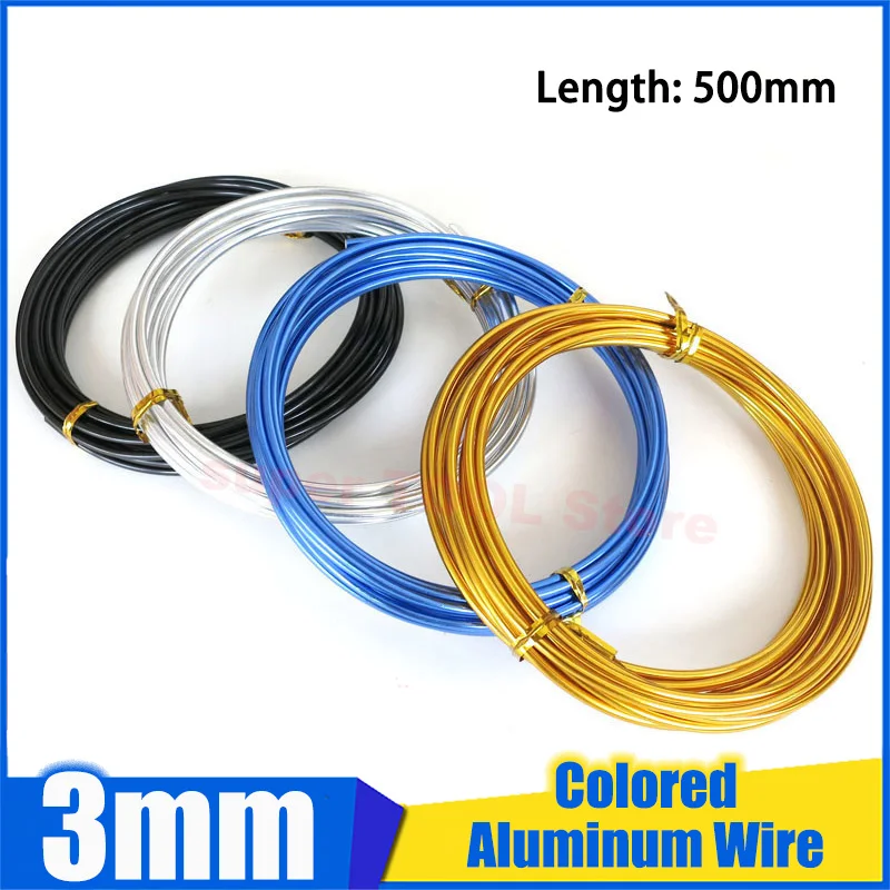 3mm Colorful Aluminum Wire Soft Metal Craft Wire DIY Handmade Model Sculpture Jewelry Making Material 5m Per Roll Black/Blue
