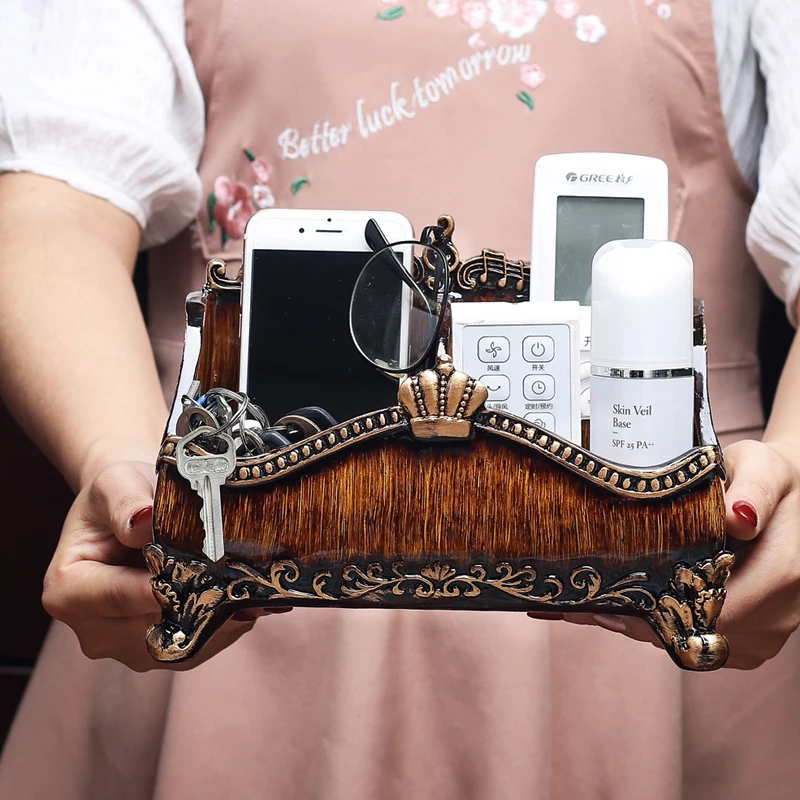 European retro storage box desktop lipstick remote control box sundries