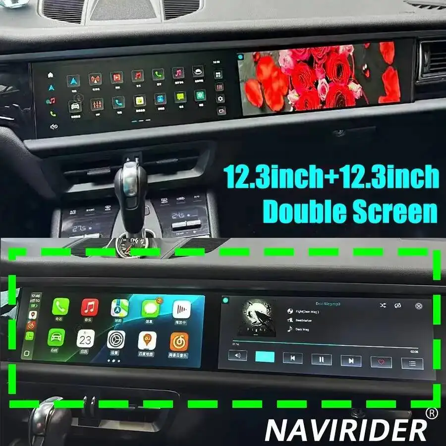 M 12.3inch Dual Screen Android Car Radio For Porsche Macan 2011-2017 2din GPS Multimedia Video Player Head Unit Carplay 8G+256GB