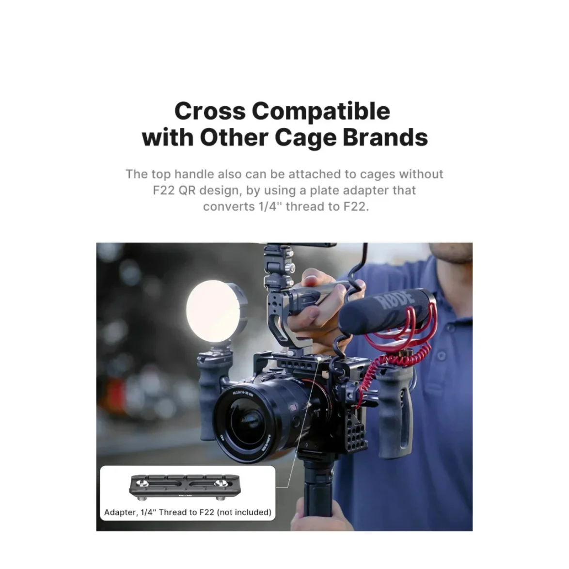 Falcam هيكل قفصي الشكل للكاميرا الإفراج السريع مقبض علوي قبضة متعددة 1/4 "-20 موضوع أري يده قبضة لسوني لوميكس نيكون فوجي