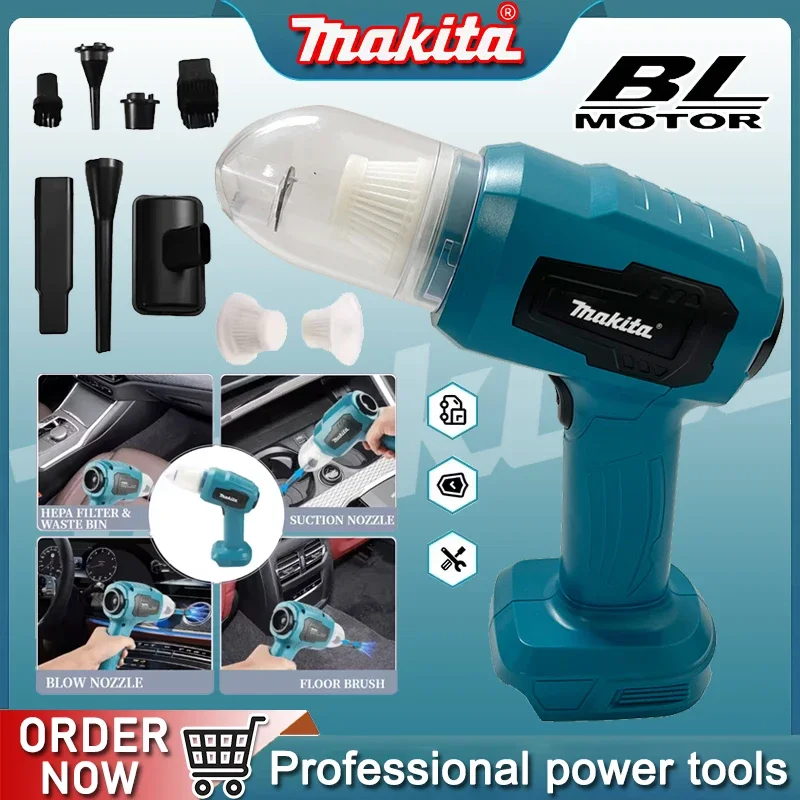 

Makita Strong Suction Mini Electric Vacuum Cleaner Wireless Handheld Home Cleaner Blower With 7 Nozzeles for 20V 18V Battery