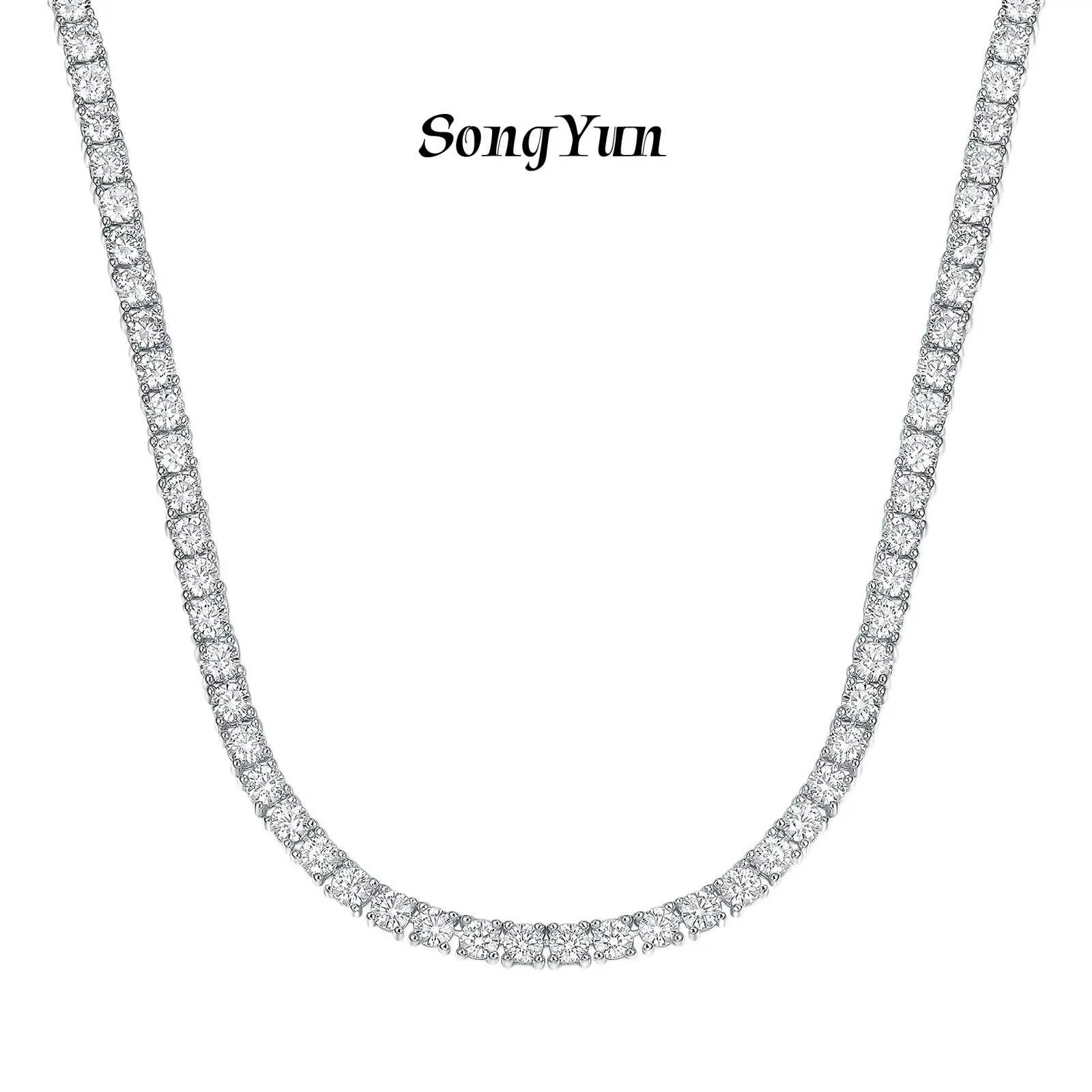 

SY Brand Jewelry 925 Sterling Silver Tennis Necklace D Color VVS1 Moissanite Diamond Chain Necklaces Women Men s925 Jewelry
