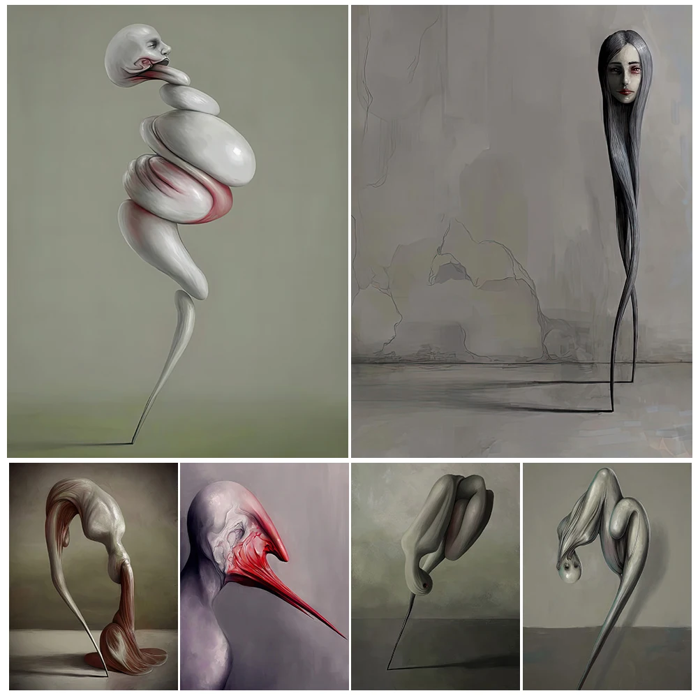 

Surreal Fantasy Of Twisted Weird Limbs,Wall Art Canvas Painting Creepy Horror Art Poster And Print For Living Room Decoration
