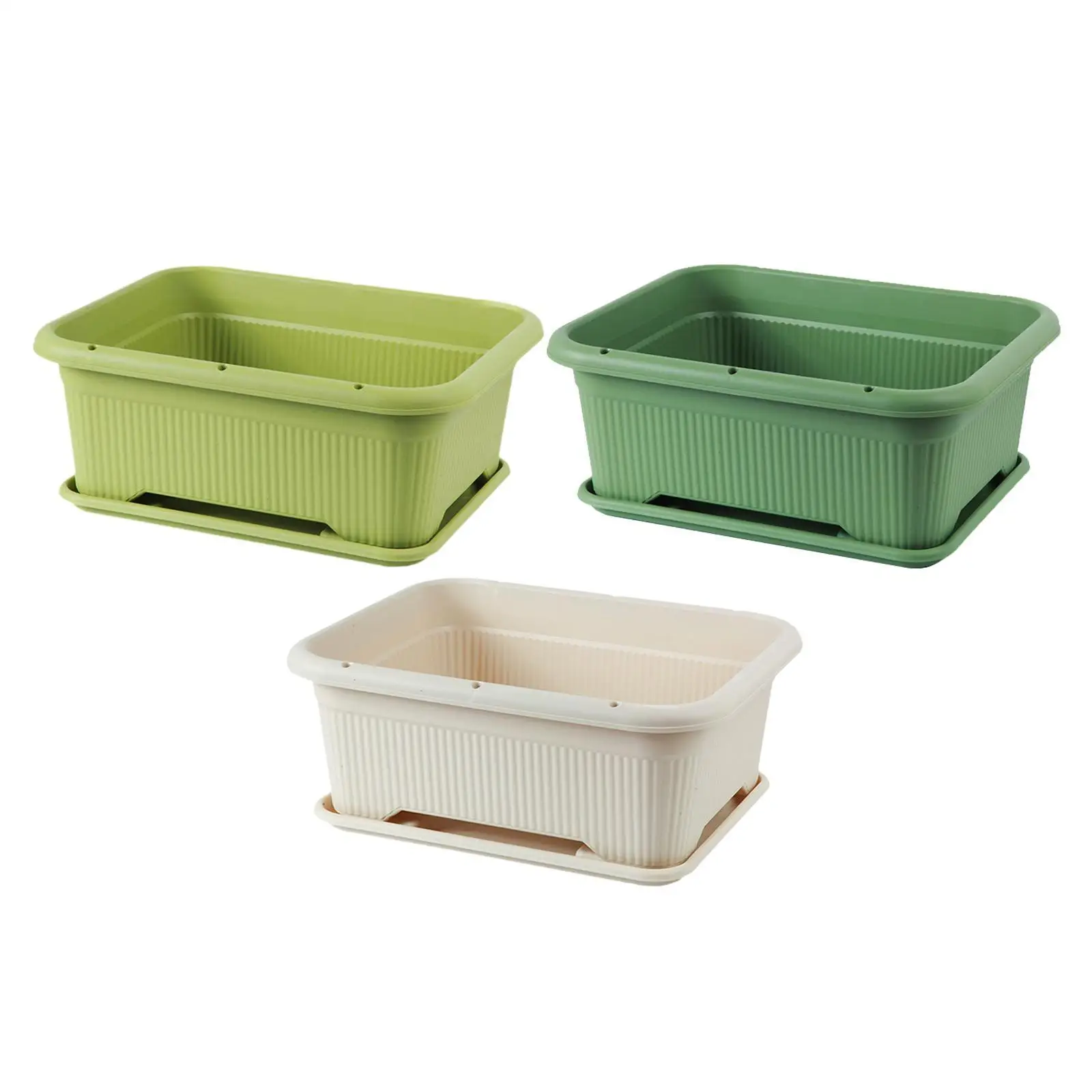 Flower Box Vegetable Planter with Drainage Holes Decoration with Tray Windowsill Household Container Garden Flower Plant Pot