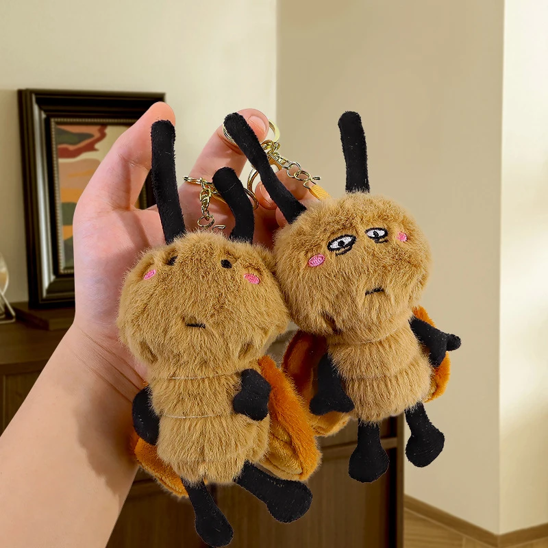 1PC Creative Cockroach Plush Toy Cartoon Stuffed Xiaoqiang Doll Keychain Bag Pendant Car Key Holder For Birthday Present Gift