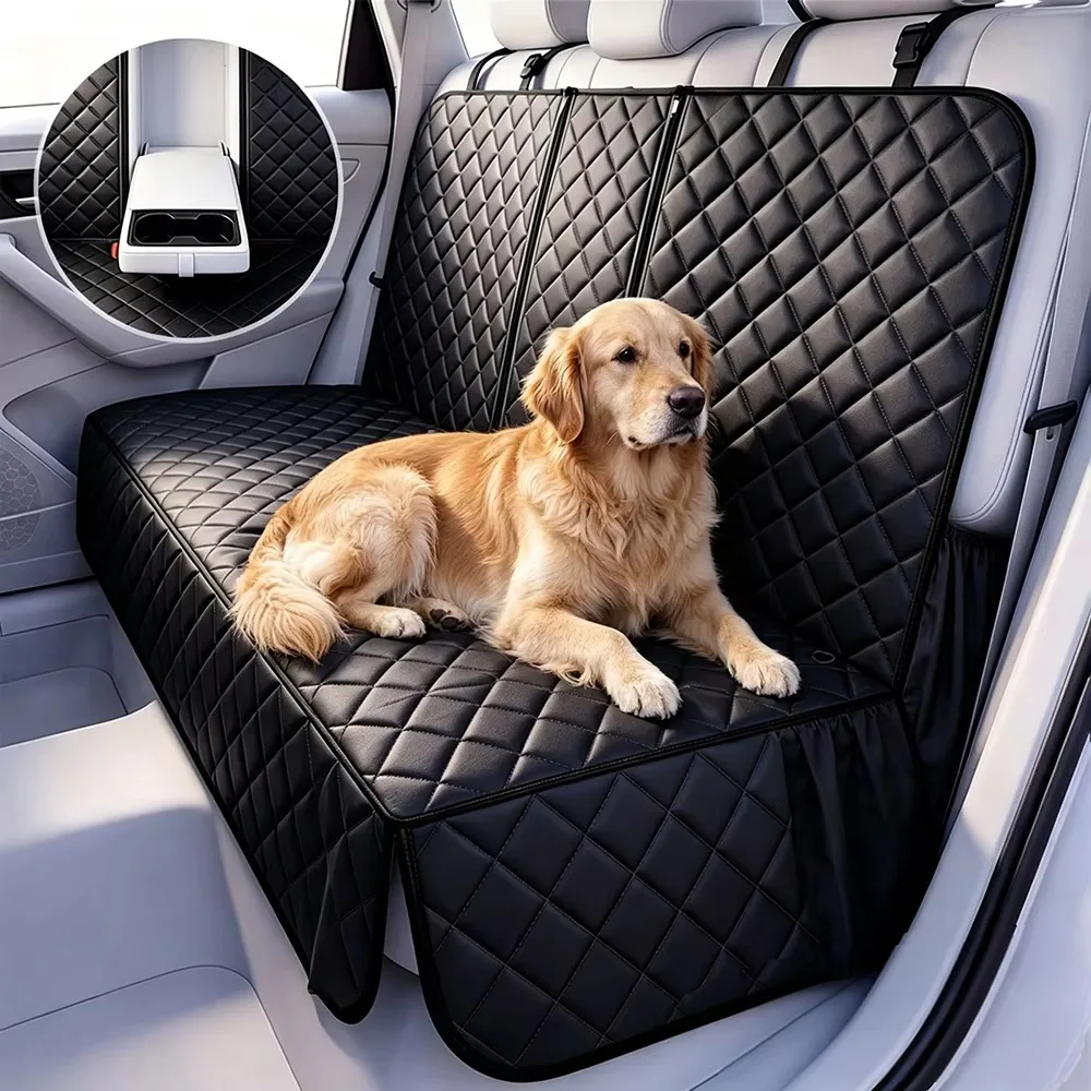 Pet Car Back Seat Cover Scratch Resistant Non Slip Quilted Waterproof Car Seat Protector For Golden Retriever Medium Large Dogs