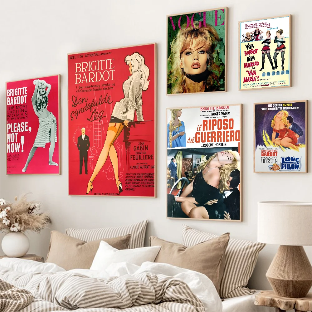 Brigitte Bardot Classic Vintage Posters Whitepaper Prints Posters Artwork Kawaii Room Decor